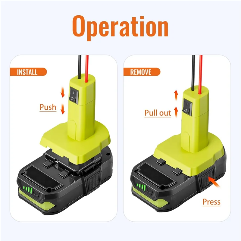 ABAC-For Ryobi 18V Li- Battery Jumper Cables Jump 8AWG Cable Power Battery Jump Starting Power Supply Cable With Switch