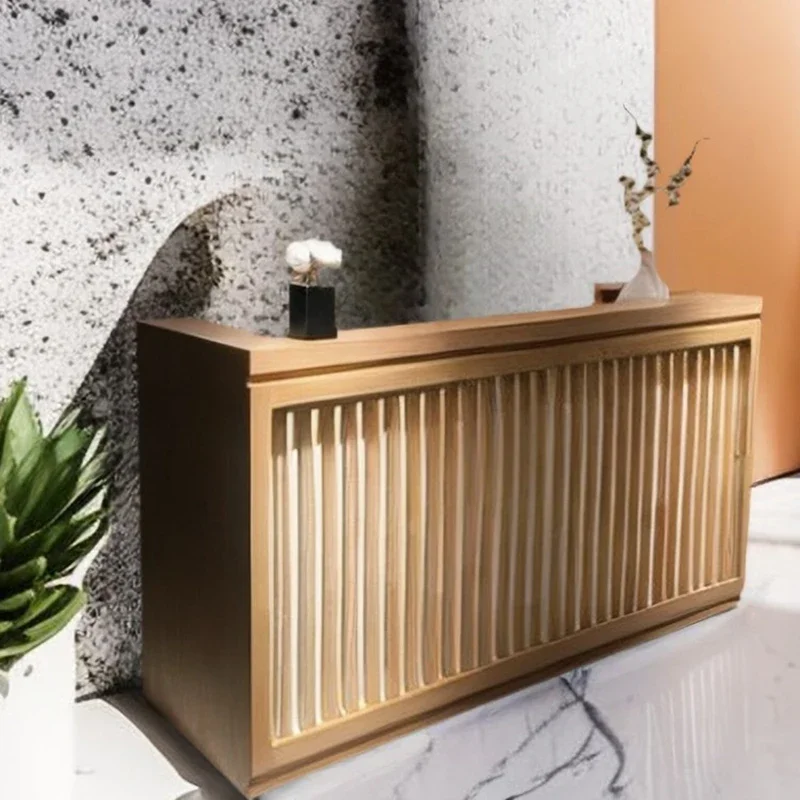 Schreibtisch aus gehärtetem Glas, Bürotisch, Spiegelmitte, Acryl, Rednerpult, Kirche, Friseur, Empfangsmöbel, weiß, einfache Spa-Bar