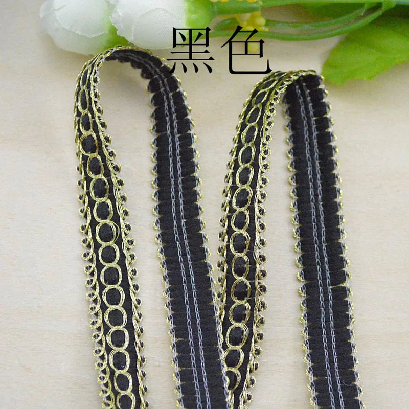 5m/16.4ft each pack Clothing Curve lace trim Accessory Sewing Fabric Dress HandMade DIY crafts Black ribbons webbing decoration