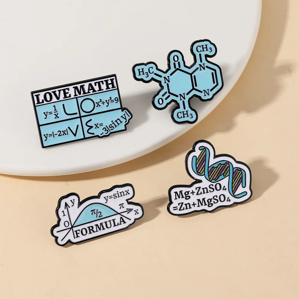 شارة العنصر الفيزيائي والكيميائي الجديدة الإبداعية دورة شخصية الجينات تحويل الرياضيات بروش الملابس ملحقات حقيبة الظهر