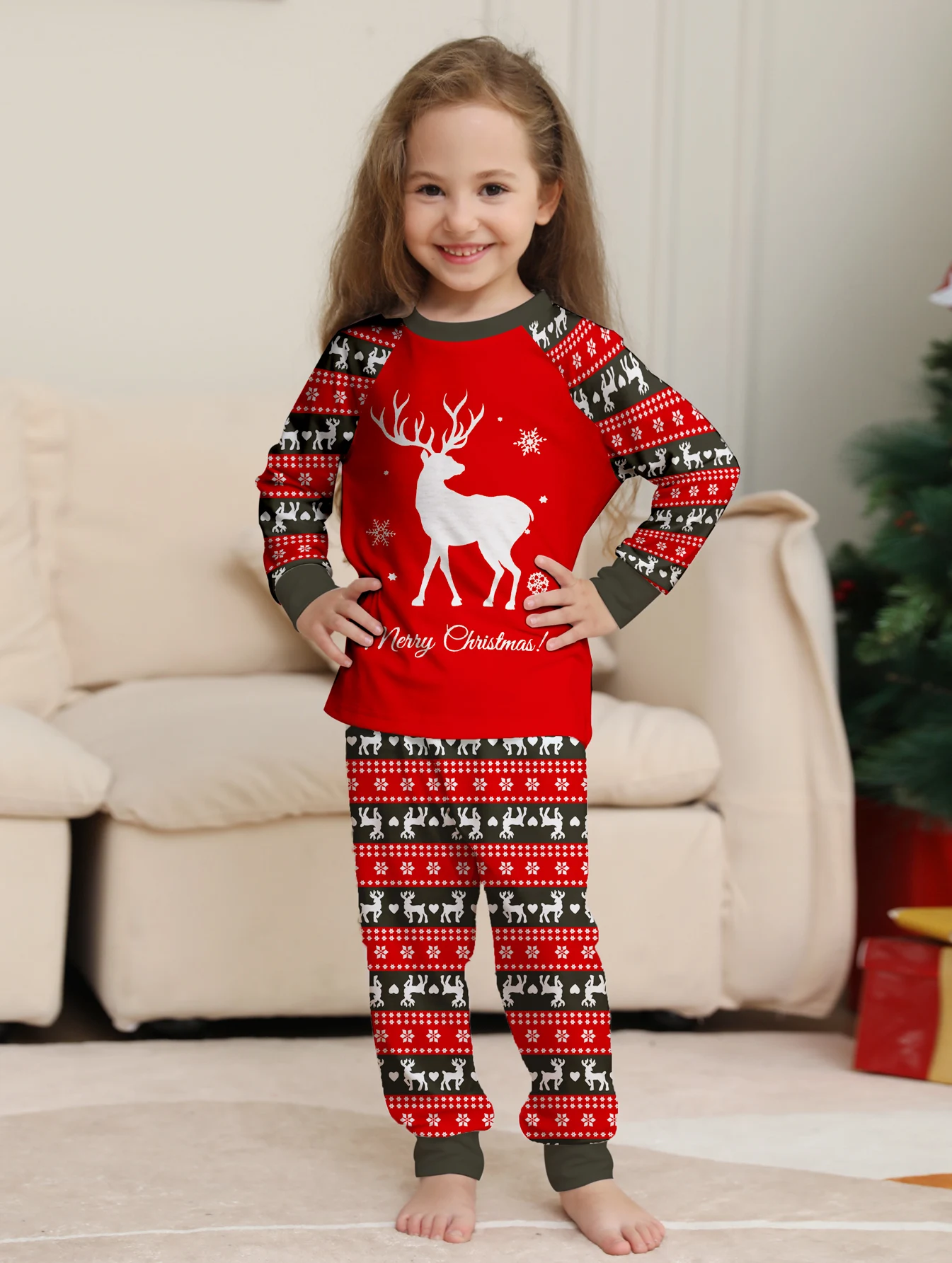 Mom Dad Kids 2 Pieces Pajamas Set Baby  Casual Loose Sleepwear Xmas Family Look Pyjamas Christmas Family Matching Outfits