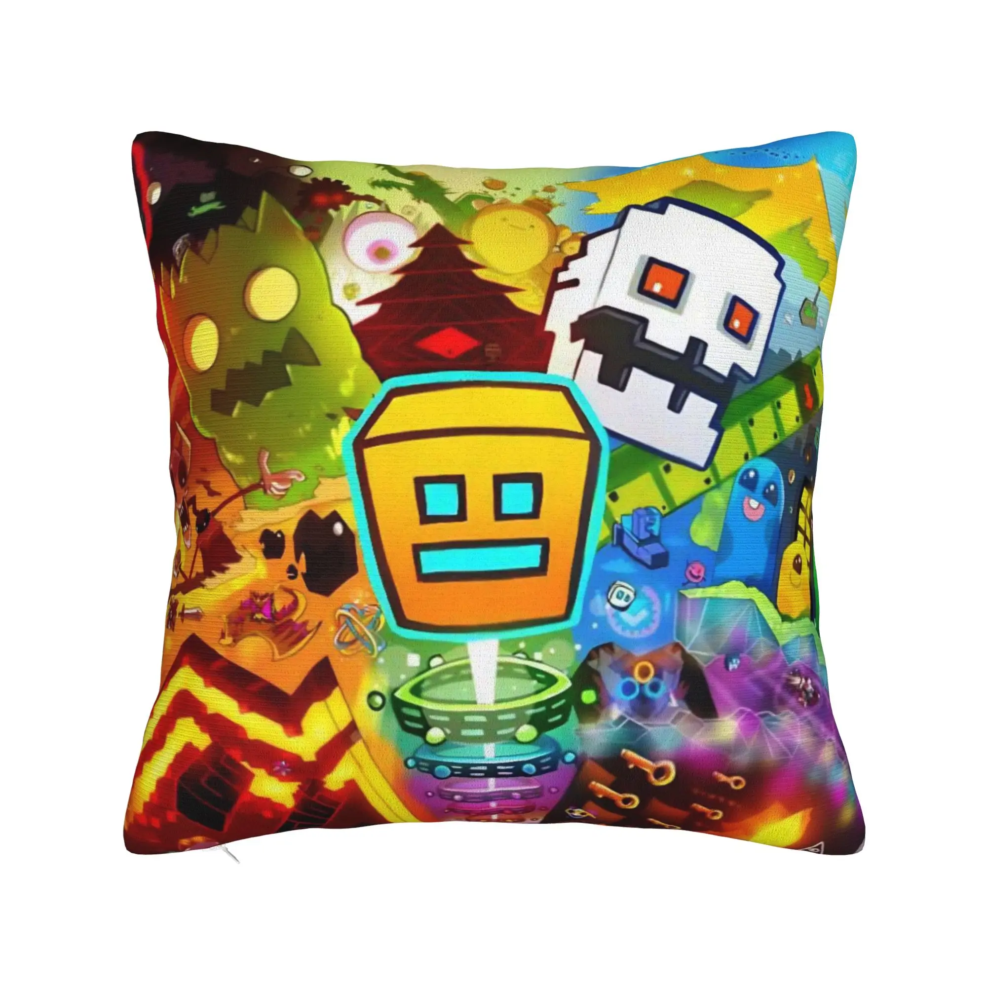 Geometry Dash Games Pillowcases Accessories Printing Cushion Cover Decoration  Pillow Case Cover Home Multi Size