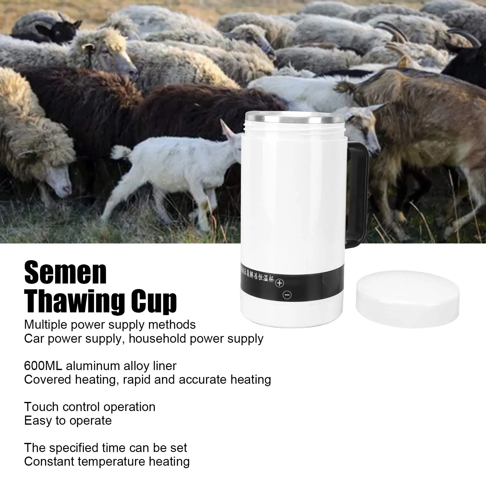 600ml Frozen Sperm Thawing Cup Thermostatic Cup for Livestock  Cattle Sheep Frozen Sperm Thawing Cup Animal Semen Thawing Cup