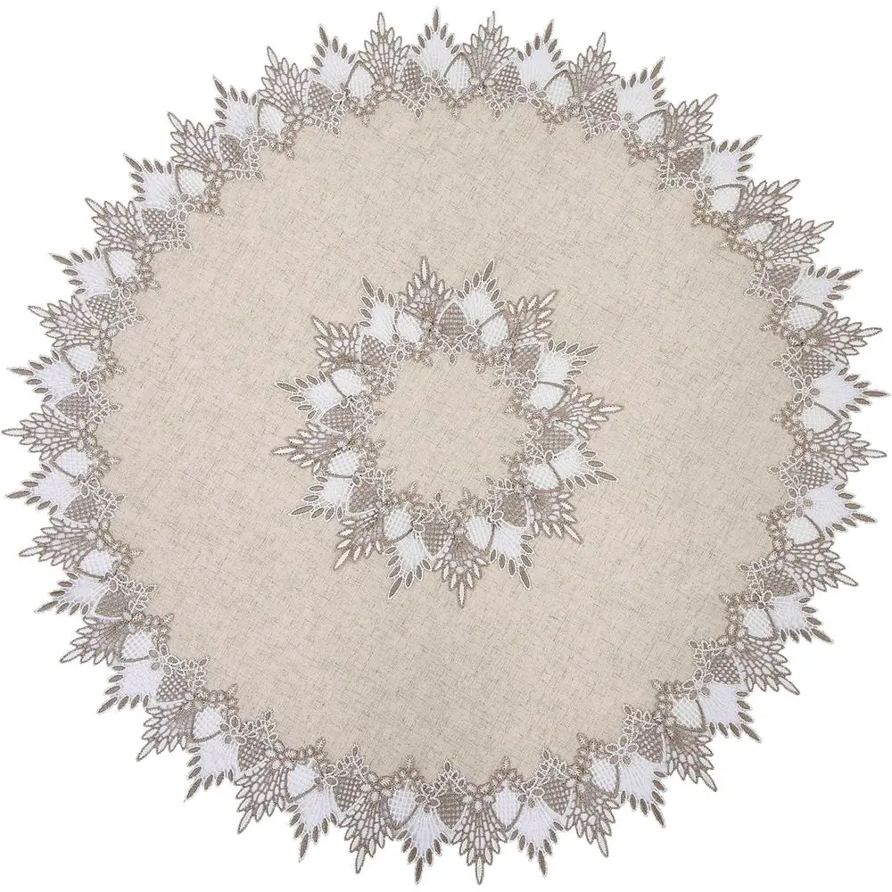 

Натуральная льняная декоративная кружевная салфетка-дойли, 33 дюйма, круглая, в нейтральных земляных тонах, бежевая, для сервировки стола, подставка под тарелки (Natur)