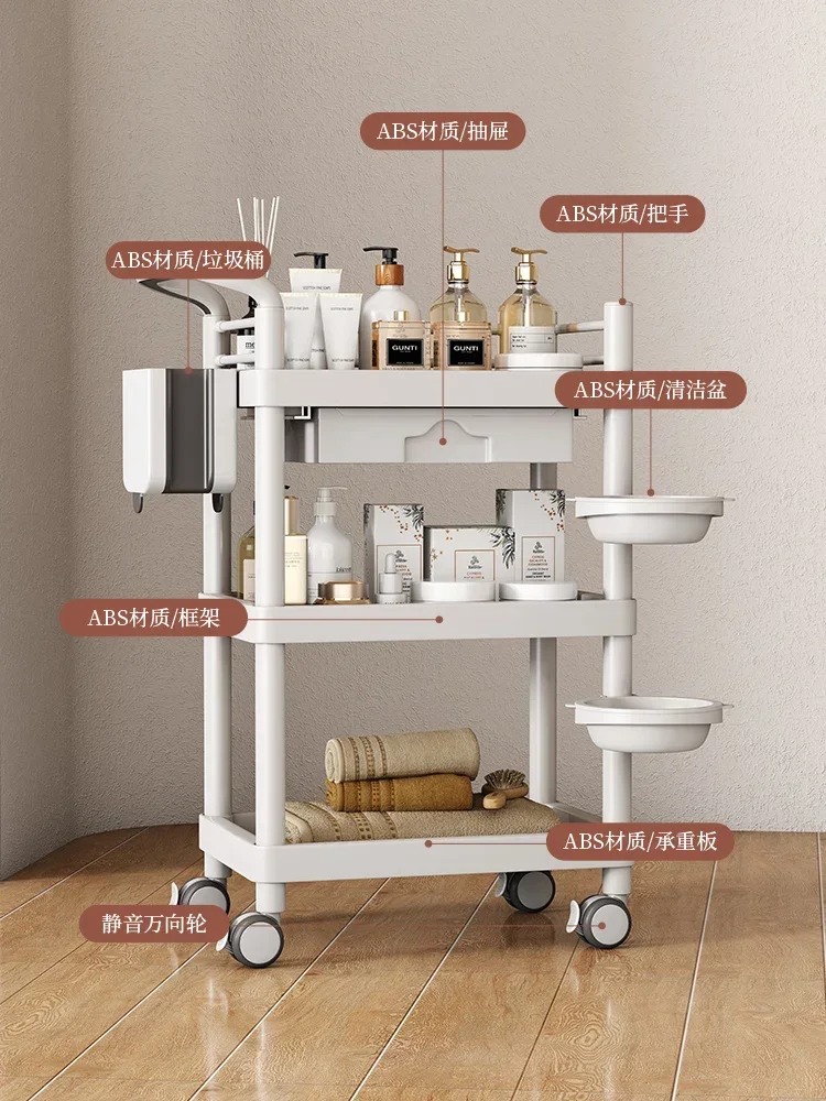 Medical Rolling Manicure Salon Trolley Cosmetic Tattoo Storage Salon Trolley Lash Barber Carrello Attrezzi Beauty Furniture KMST