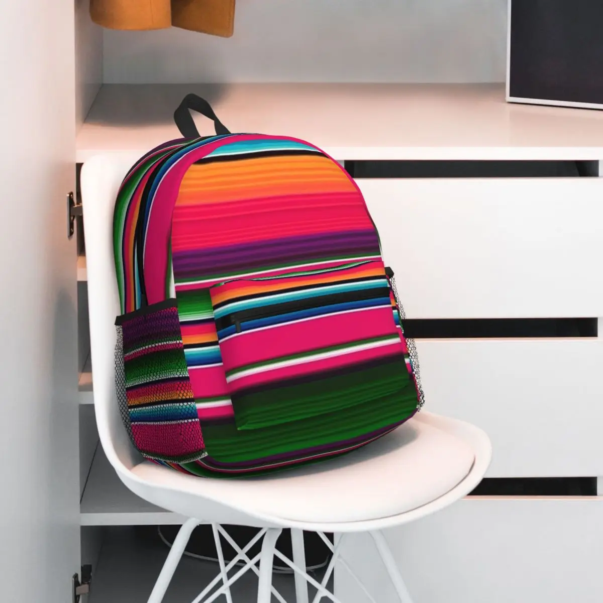 Mexican Blanket Striped Fiesta Serape Student Backpack School Bag Hiking Travel Daypack for Boys Girls Bookbag Shoulder Bags