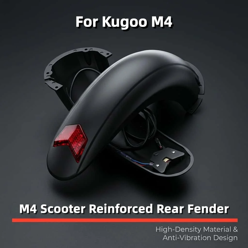 

Reinforced Rear Fender with LED Tail Light for KUGOO M4 E-Scooter Mudguard Splash Guard Safety Warning Light Parts Accessories