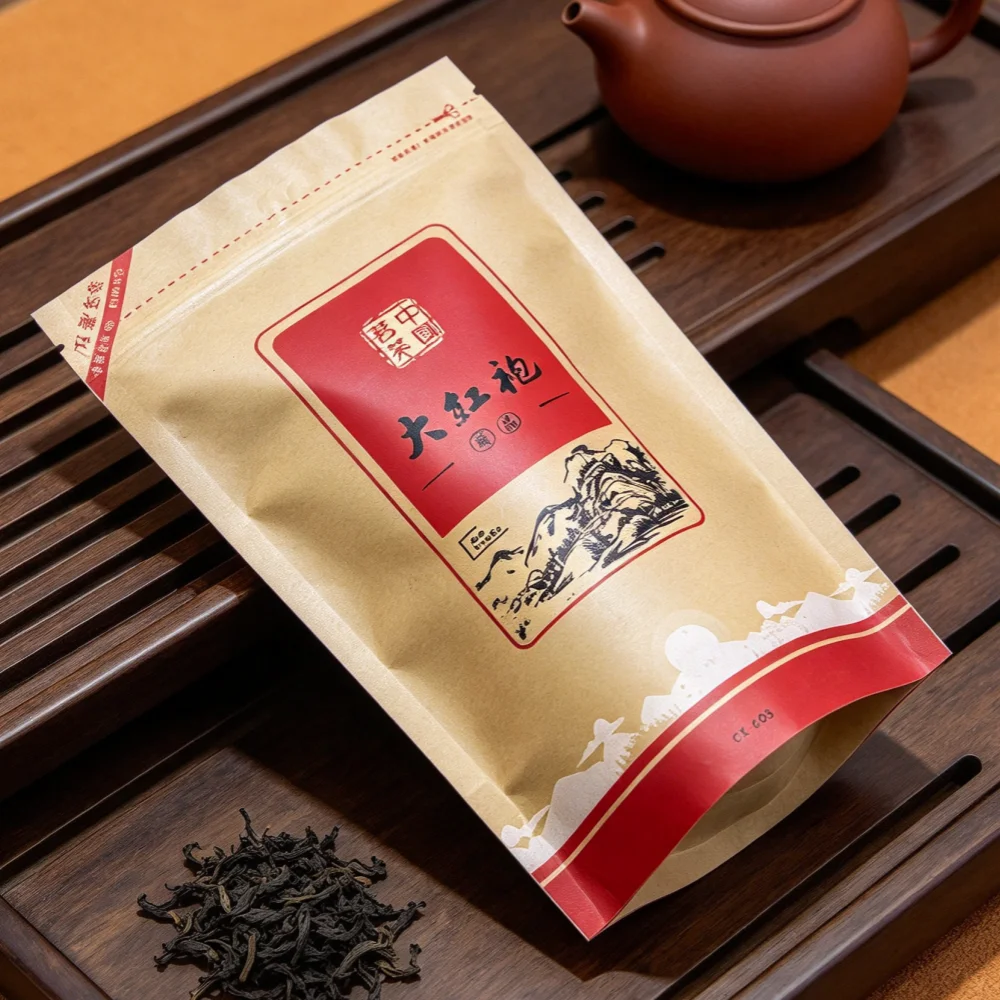 250g Dahongpo Tea Zipper Bags Jin jun mei Lapsang Souchong Big Red Robe tea Self Sealing bag China Da Hong Pao Tea Packaging Bag