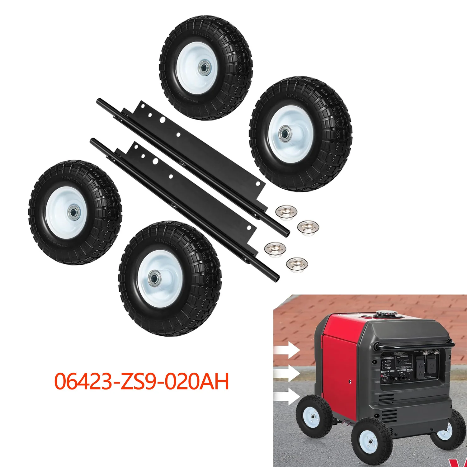 

Wheel Kit fit for Honda EU3000is Generator All Terrain Wheel Kit Replacement for 06424-ZS9-000AH Solid Never Flat Tires