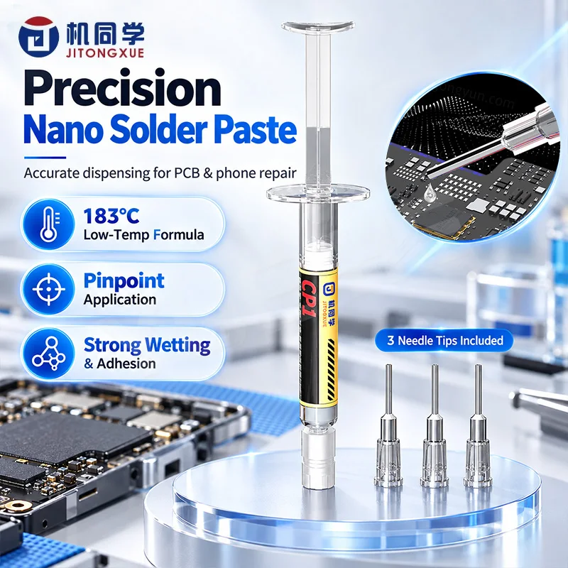 JTX CP1 Specialized Nano Solder Paste Syringe Package  Transparent Residue Easy Flying Line Soldering For PCB phone Mainboard