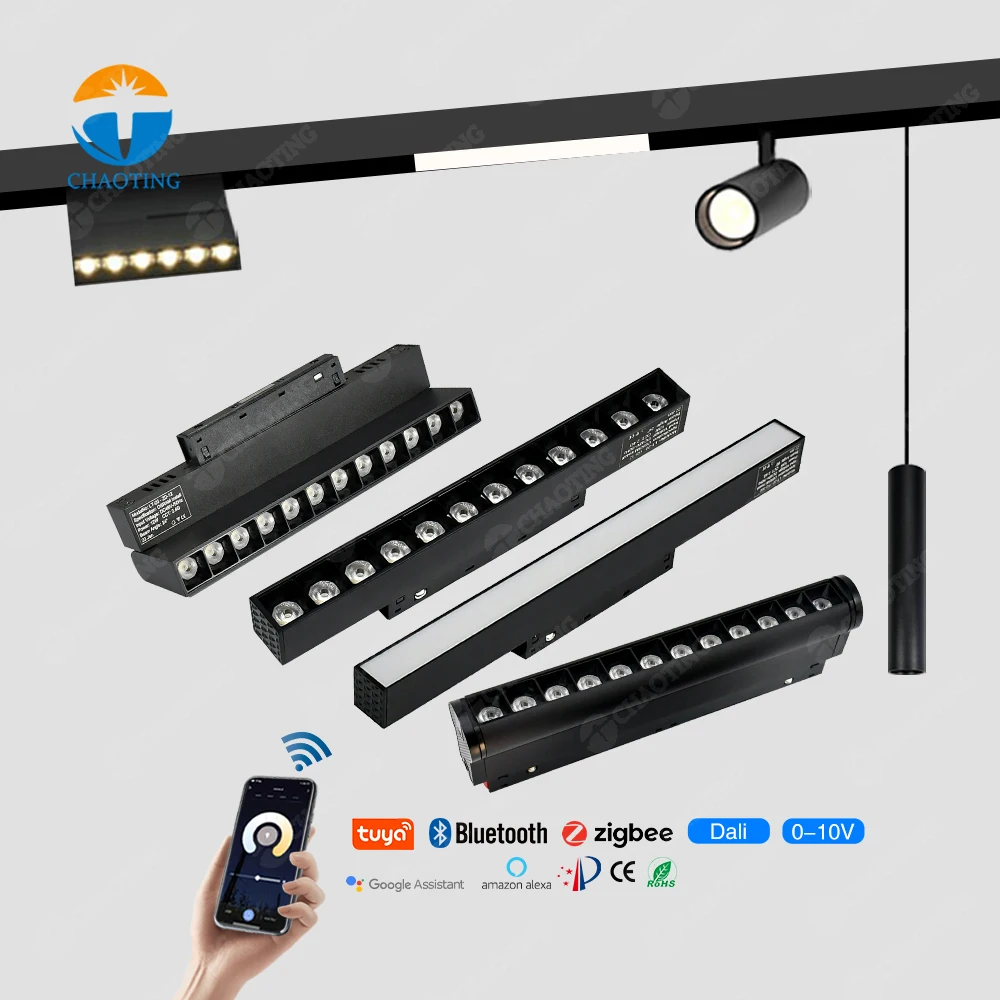 Modern Recessed Magnetic Track Lights Design LED Lamp Magnetic Rail Ceiling System Indoor Magnet Track Lighting Rail Spotlights