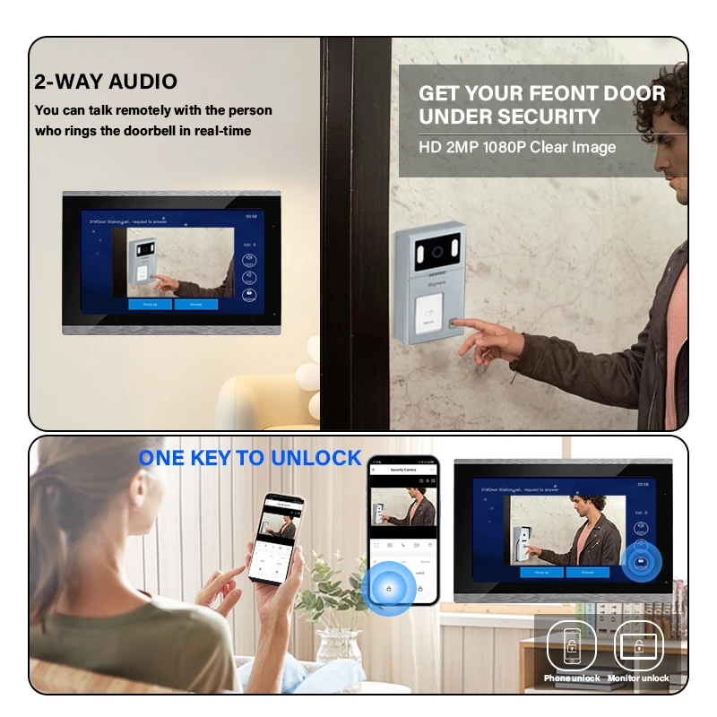 Multi-User Access System - Tuya WiFi Intercom With Connect Camera & Chime Tones