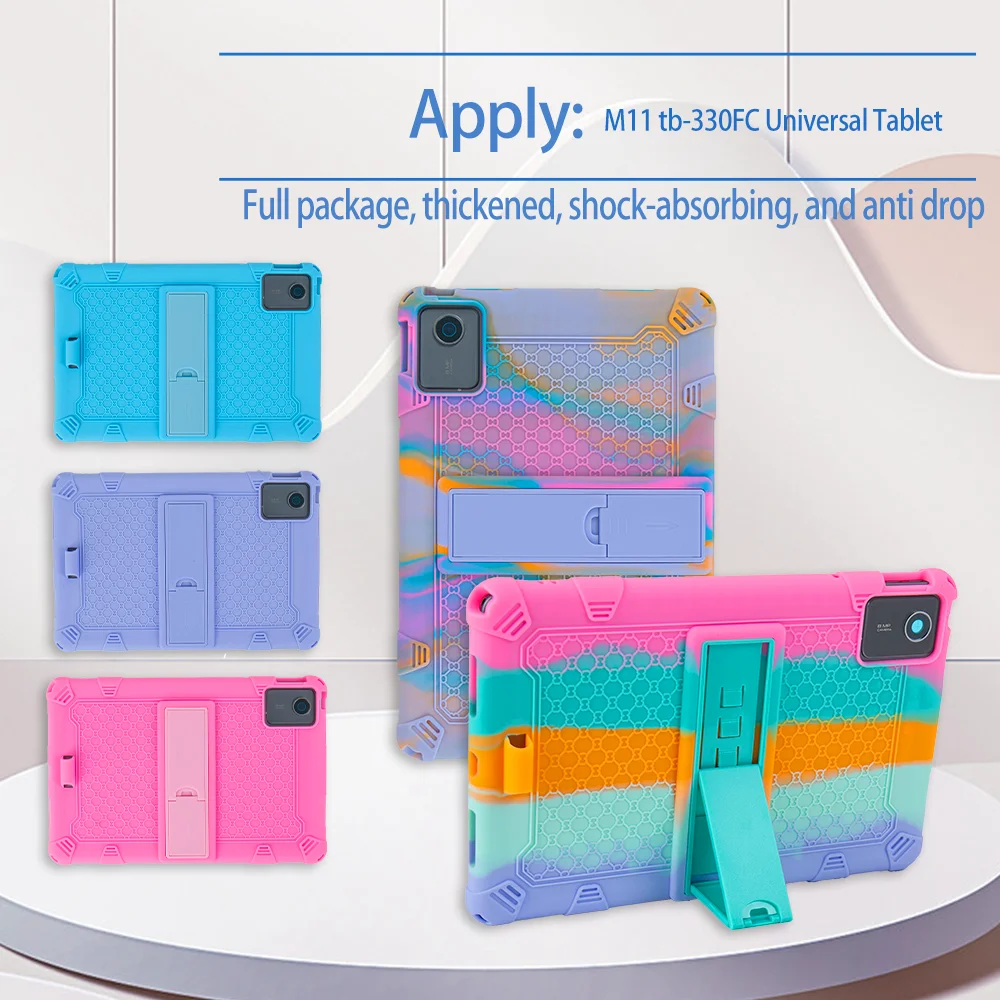 

Silicone Case for Tab M11 11 inch TB331FC TB330FU Xiaoxin Pad 2024 11" Vintage Texture Tablet Cover with Shoulder Strap & Pen
