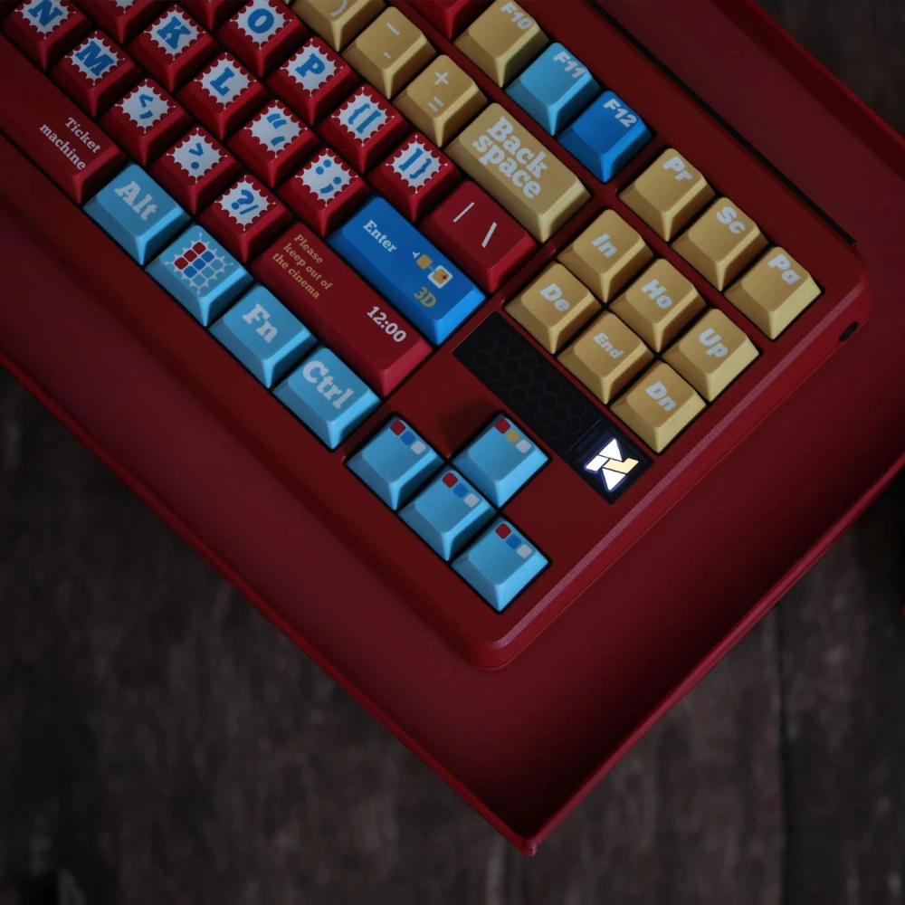 ECHOME Movie Ticket Tema Keycap Set, PBT Custom, Natal Red Keyboard Cap, Perfil cereja, teclado mecânico