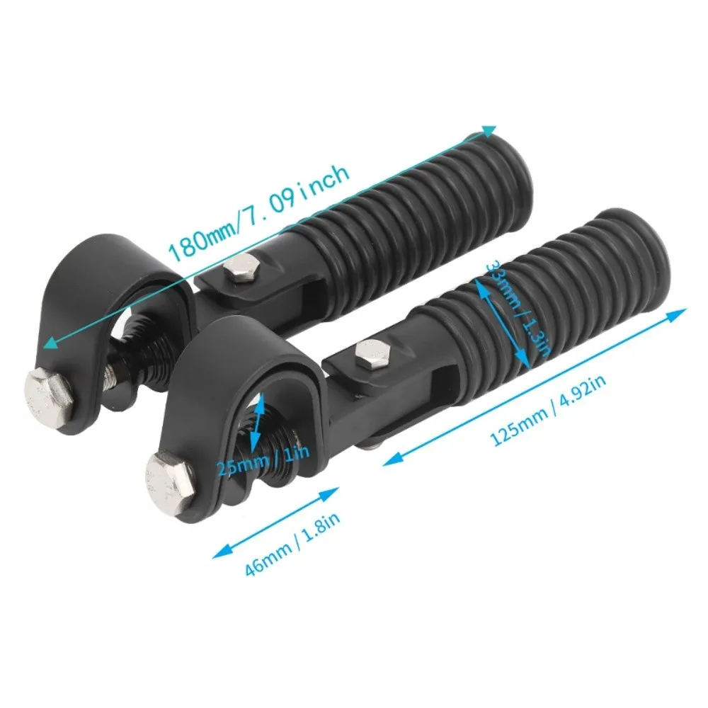 2pcs Durable Clamp Mount Motorcycle Foot Pegs Foldable Design 25mm 1in Highway Pegs Black Crash Bar Foot Pegs For Motorcycle
