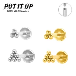 ASTM F136 Titanium 16G Mini 6 Bead Cluster Labret Lip Ring Tragus Cartilage Helix Conch Earring Stud Nose Piercing Body Jewelry