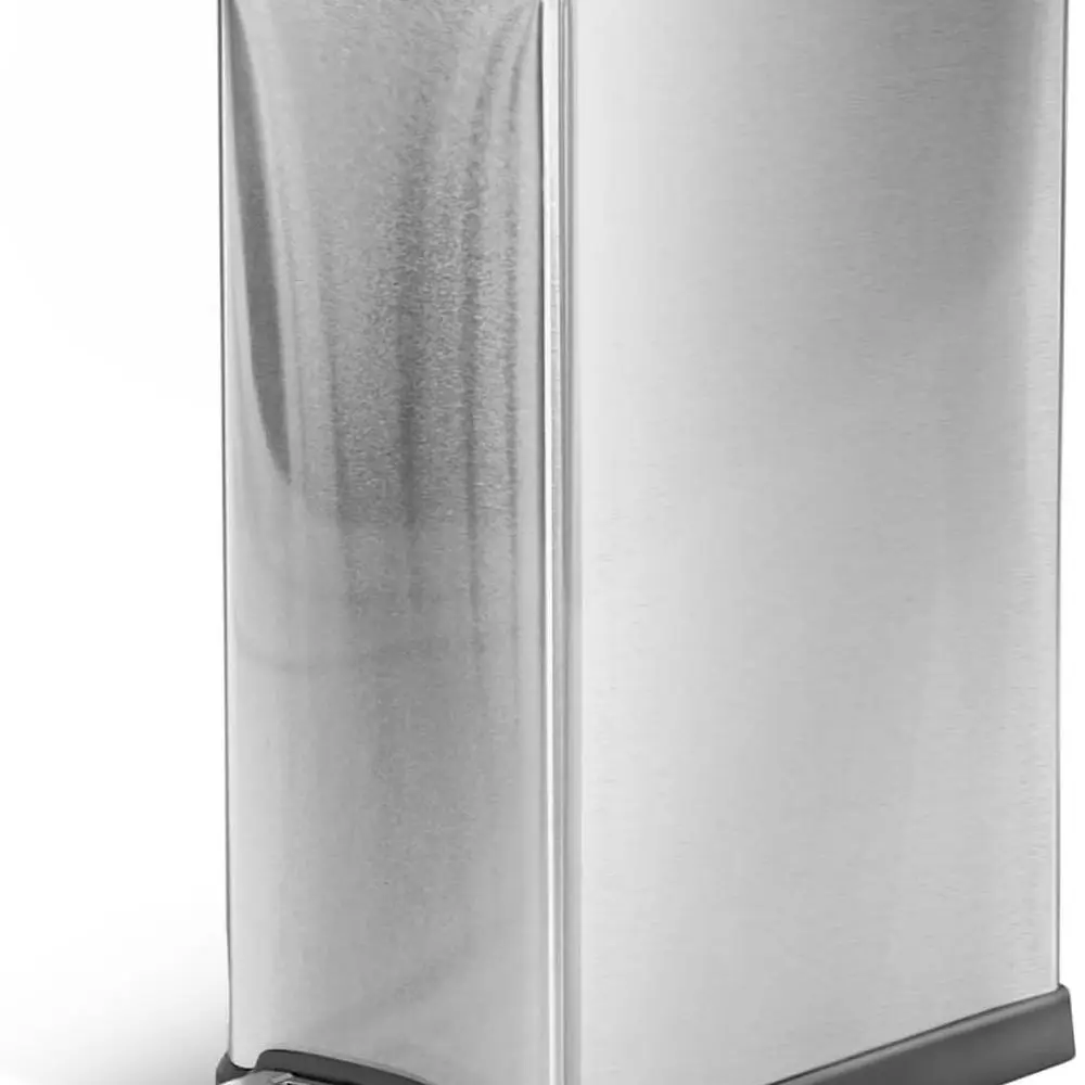 

12-Gallon Slim Stainless Steel Kitchen Trash Can with Soft-Close Lid, Pedal, Bag Holder, and Removable Liner