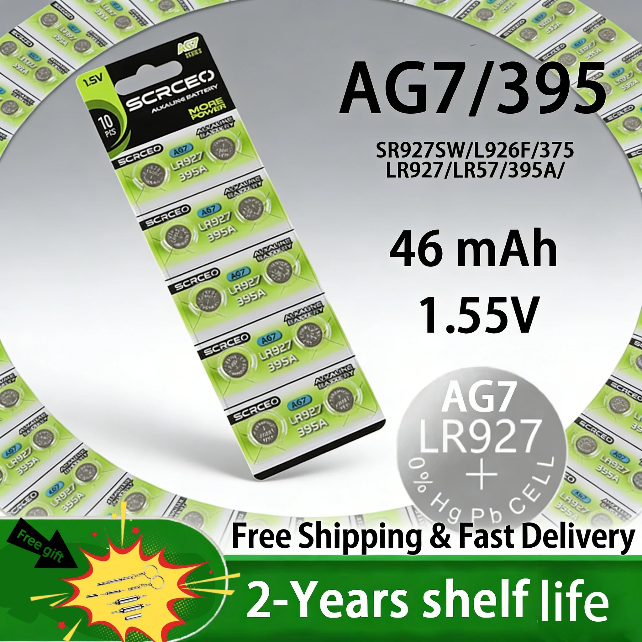 

10-100pcs AG7 SR927SW LR927 395 399 1.55V Alkaline Button Cell Battery 395A LR57 195 927 Coin Batteries for Watch Toy