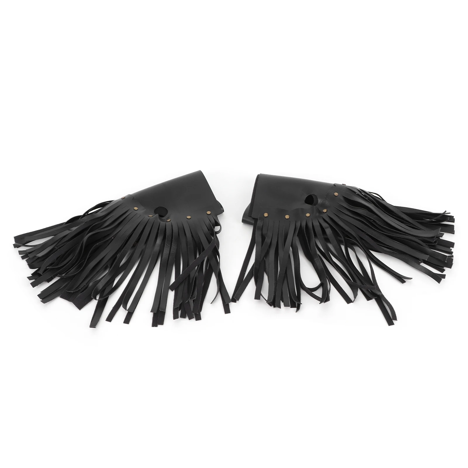 2Pcs Motorcycle Floorboard Fringe PU Leather Cover Universal Foot Pedal Tassel Black Motorcycle Supplies Floorboard Fringe