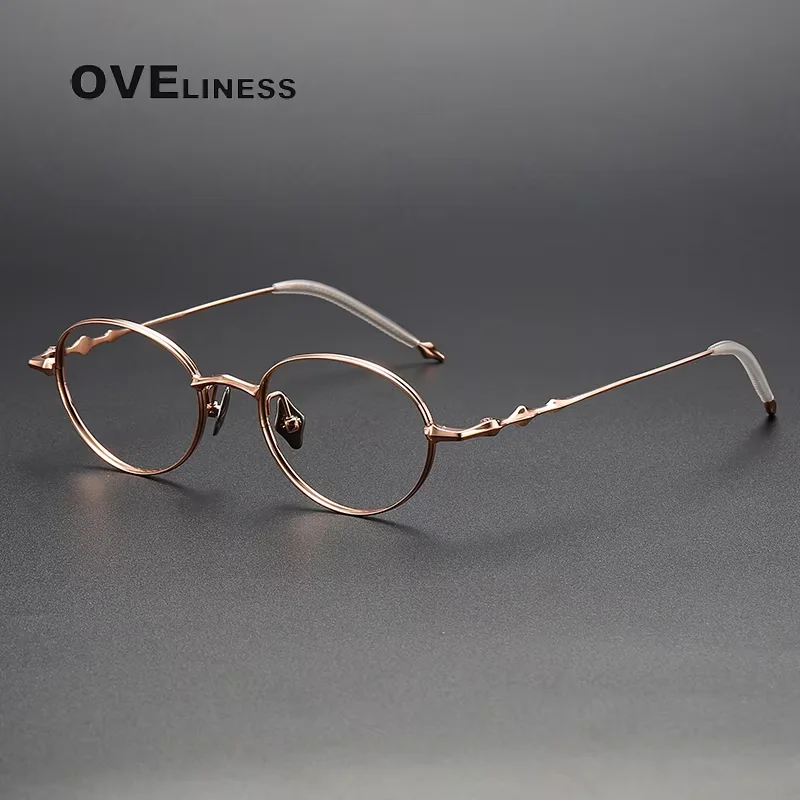 pure Titanium Glasses Frame Women Vintage Round Myopia Optical Prescription Eyeglasses Frame Men New Titan Eyewear Spectacles