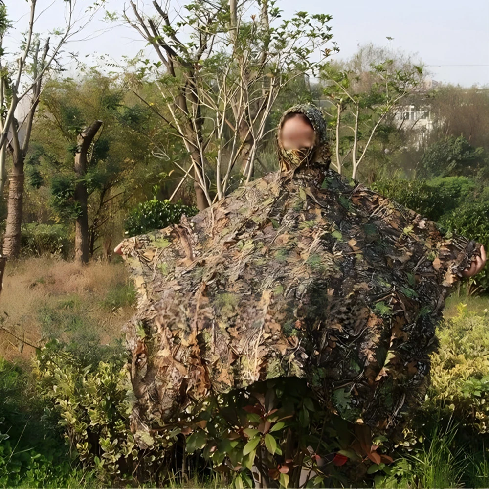 3D Camouflage Leafy Leaves Clothing Jungle Woodland Hunting Camo Poncho Cloak