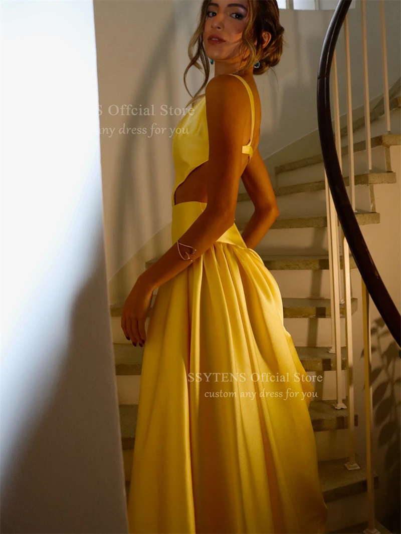 SSYTENS 매력적인 A라인 정장 이브닝 드레스 민소매 댄스 파티 드레스 등이 없는 새틴 특별 행사 파티 가운 맞춤형