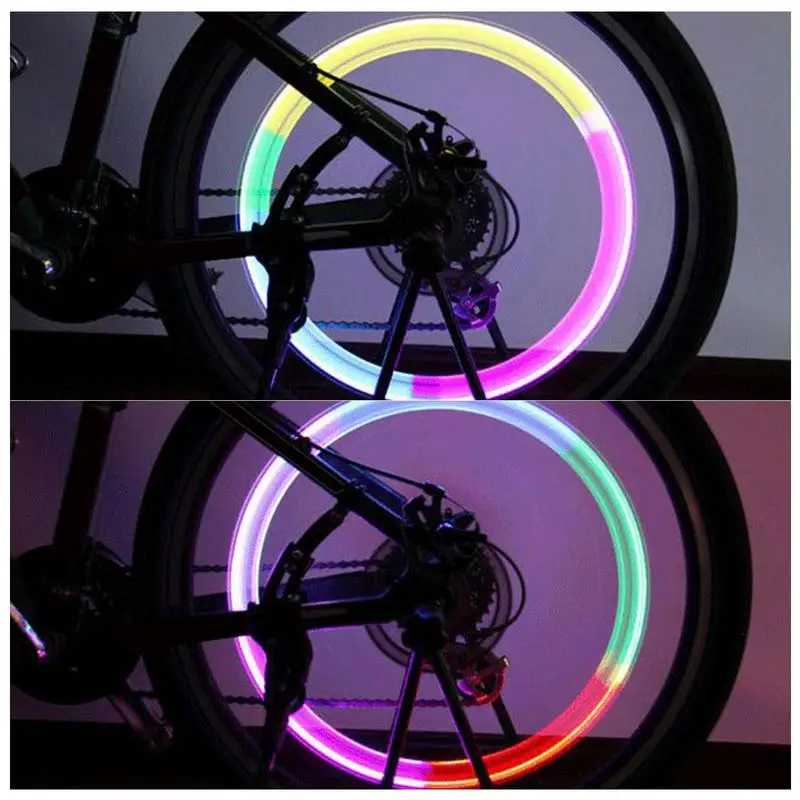 LED Bike Valves Light Colorful Rocket Type Wheel Tyre Valves Caps Light Bike Tire Lamp Motorcycle Wheel Tire Lamp Bicycle Lights