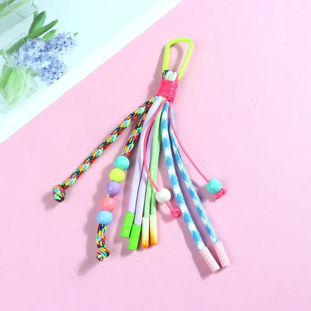 Y2K плетеный веревочный брелок, красочный креативный акриловый полосатый брелок для ключей, сумка ручной работы, подвеска, брелок для ключей, аксессуары для сумки