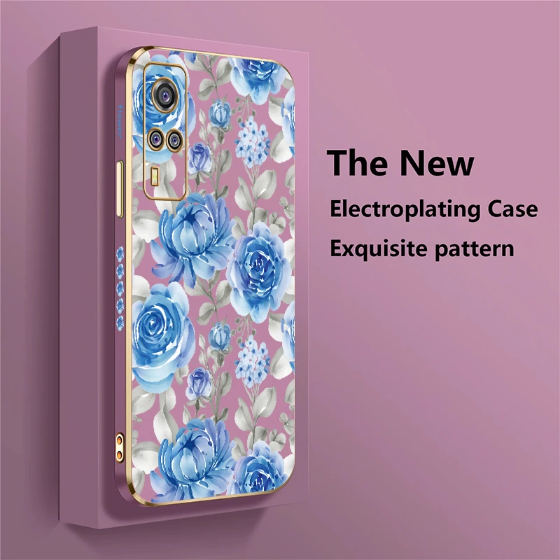 Plating Silicone Phone Case For Vivo Y01 Y12 Y12i Y11S Y11 Y15 Y15A Y15S Y9S Y5S Y03T Y02S Y02 Shockproof Flower Pattern Cover #3