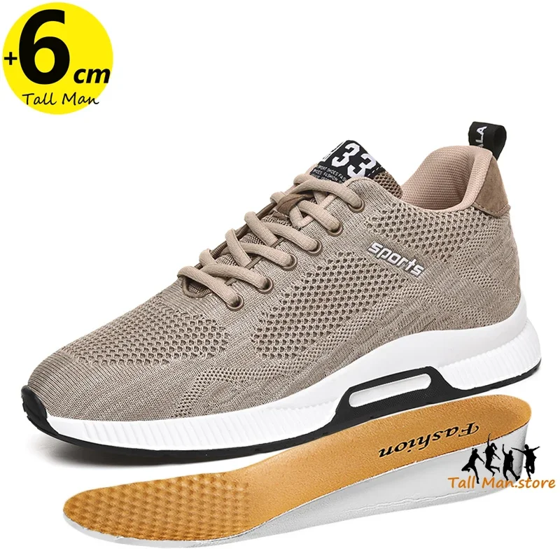 Plus Size 46 Men Sneakers Elevator Shoes Summer Mesh Breathable Heightening Shoes Man Invisiable Increased 6CM Taller Shoes