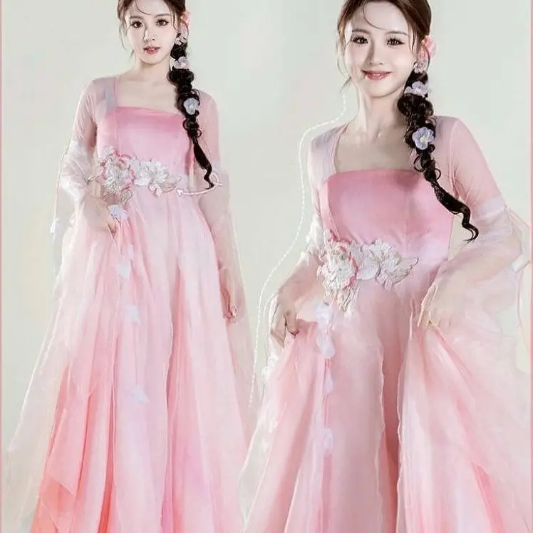 New Chinese Style Ancient Dance Costume Classical Dance Performance Dress Flowing Fairy Dress Chinese Dance Hanfu Large Skirt