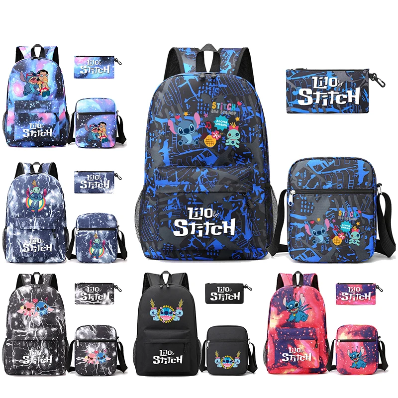 

3Pcs/set Disney Stitch Backpack with Shoulder Bag Pencil Case for Boy Girl Children Schoolbag Cartoon Stitch Printed Backpack