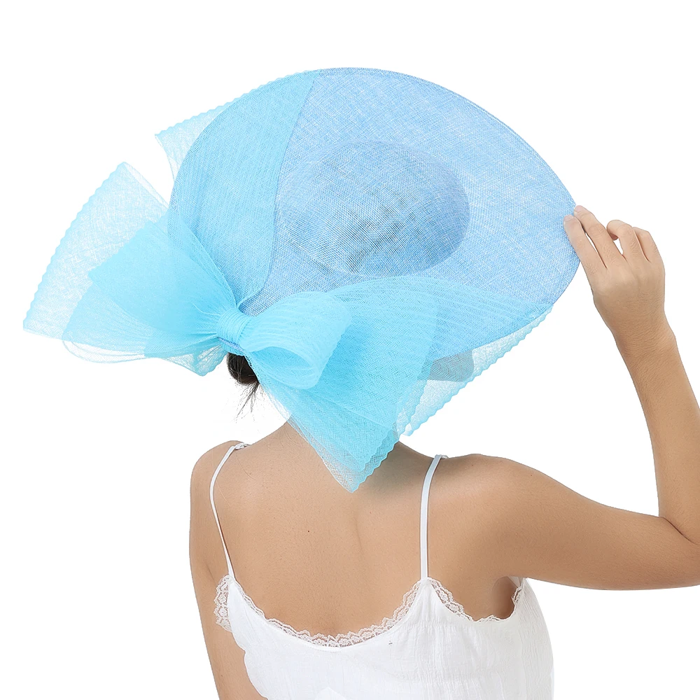 

Имитация Sinamay, свадебные головные уборы, женская шляпа-волшебница с бантом, аксессуары для волос, коктейльный головной убор, шпилька, сетчатые шапки