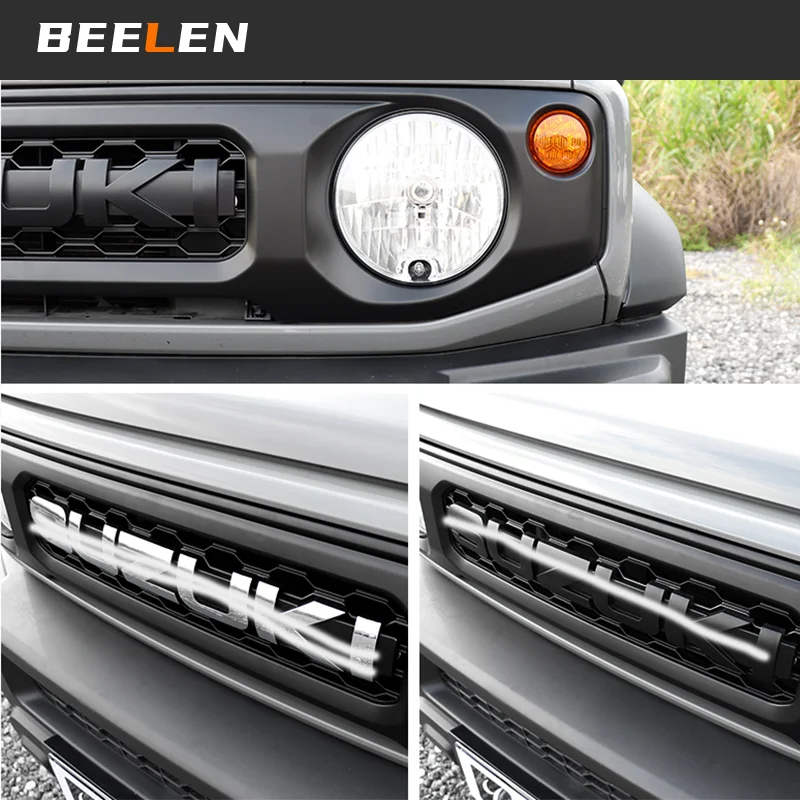 With Big Logo ABS Front Bumper Center Grille For Suzuki Jimny JB64 Sierra JB74W 2019 2024 Car Grills Exterior Accessories