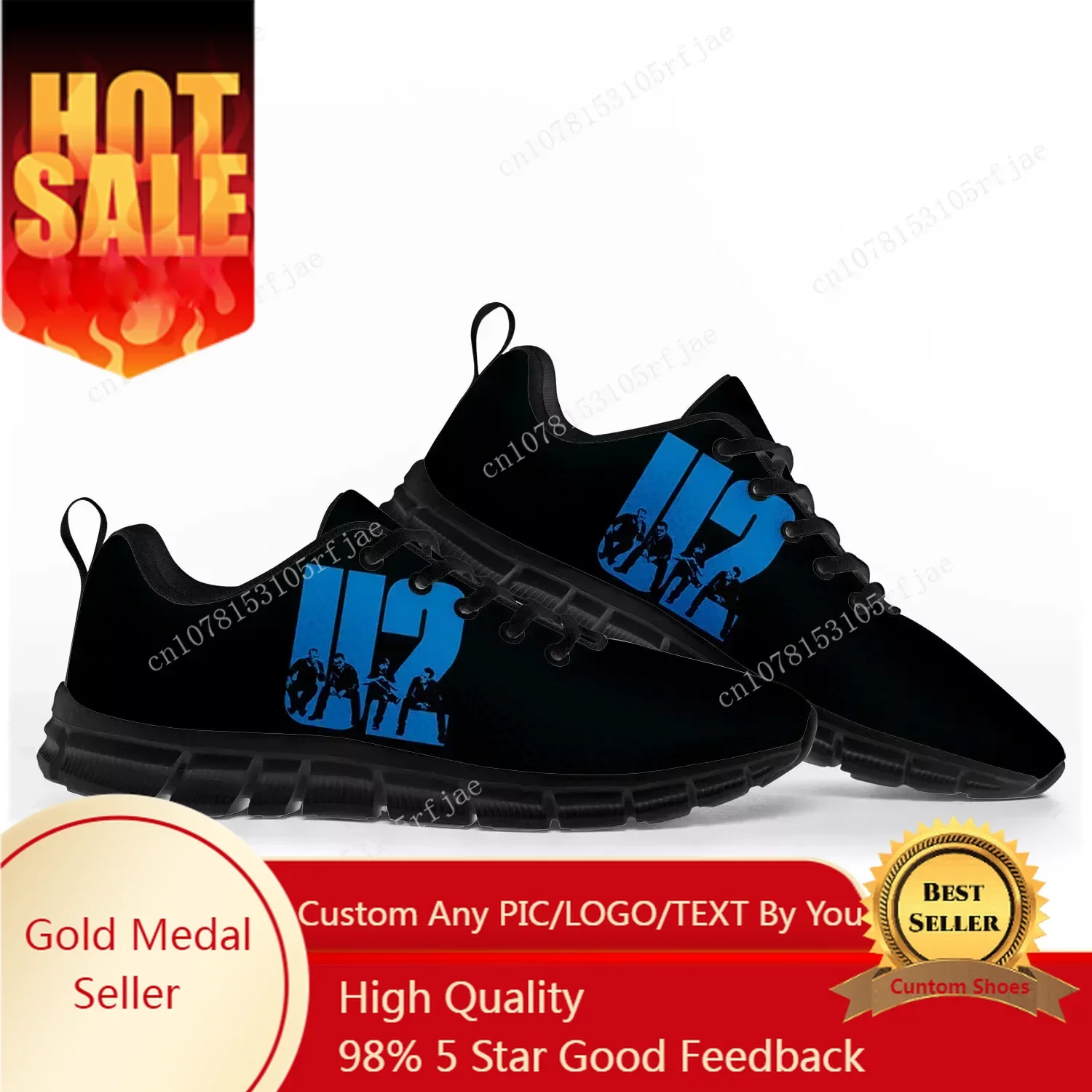 

U2 Rock Band Fashion Punk Sports Shoes Mens Womens Teenager Sneakers Casual Custom Couple Shoes Black