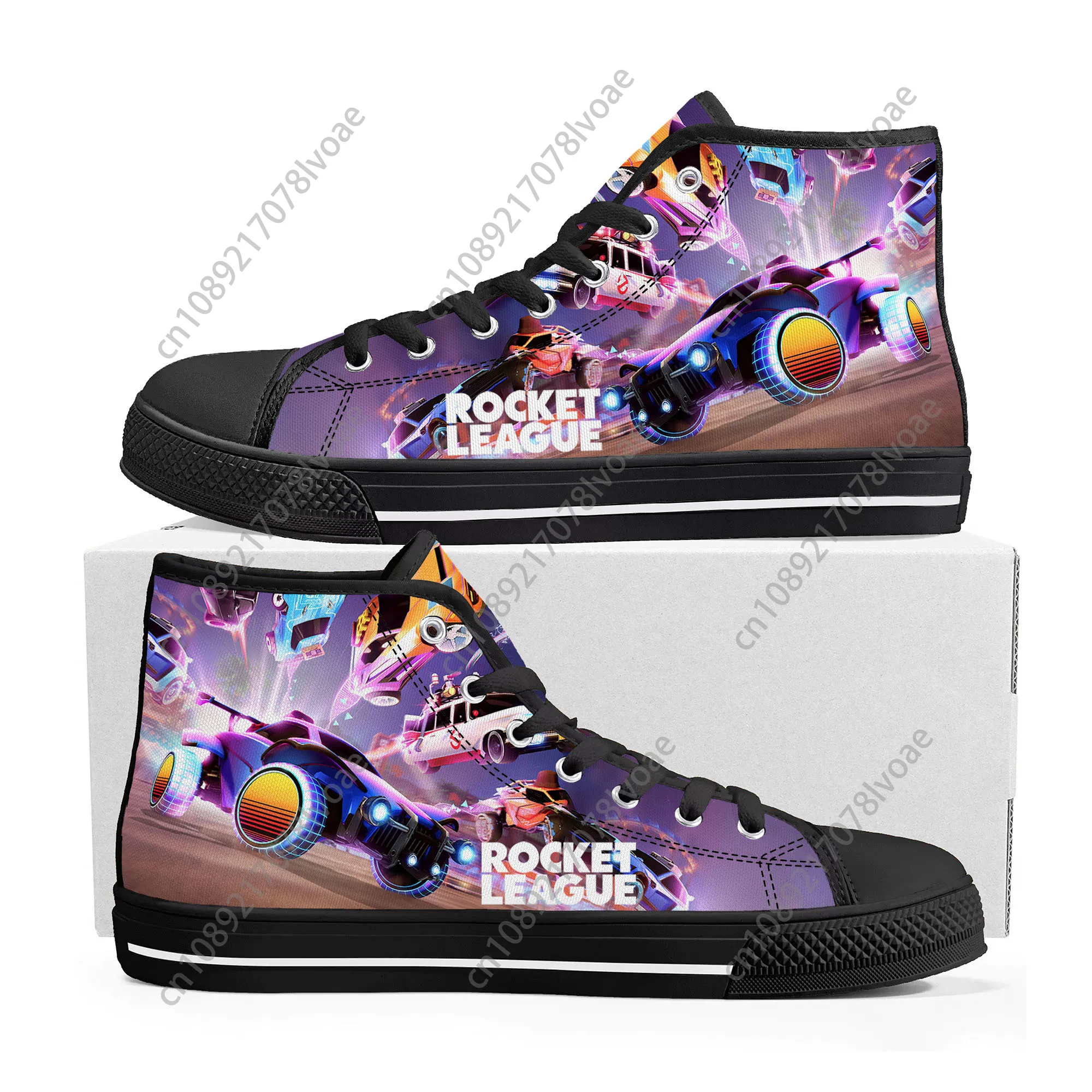 

Cartoon Game Rocket League High Top Sneakers Men Women Teenager High Quality Canvas Sneaker Game Custom Built Couple Shoes