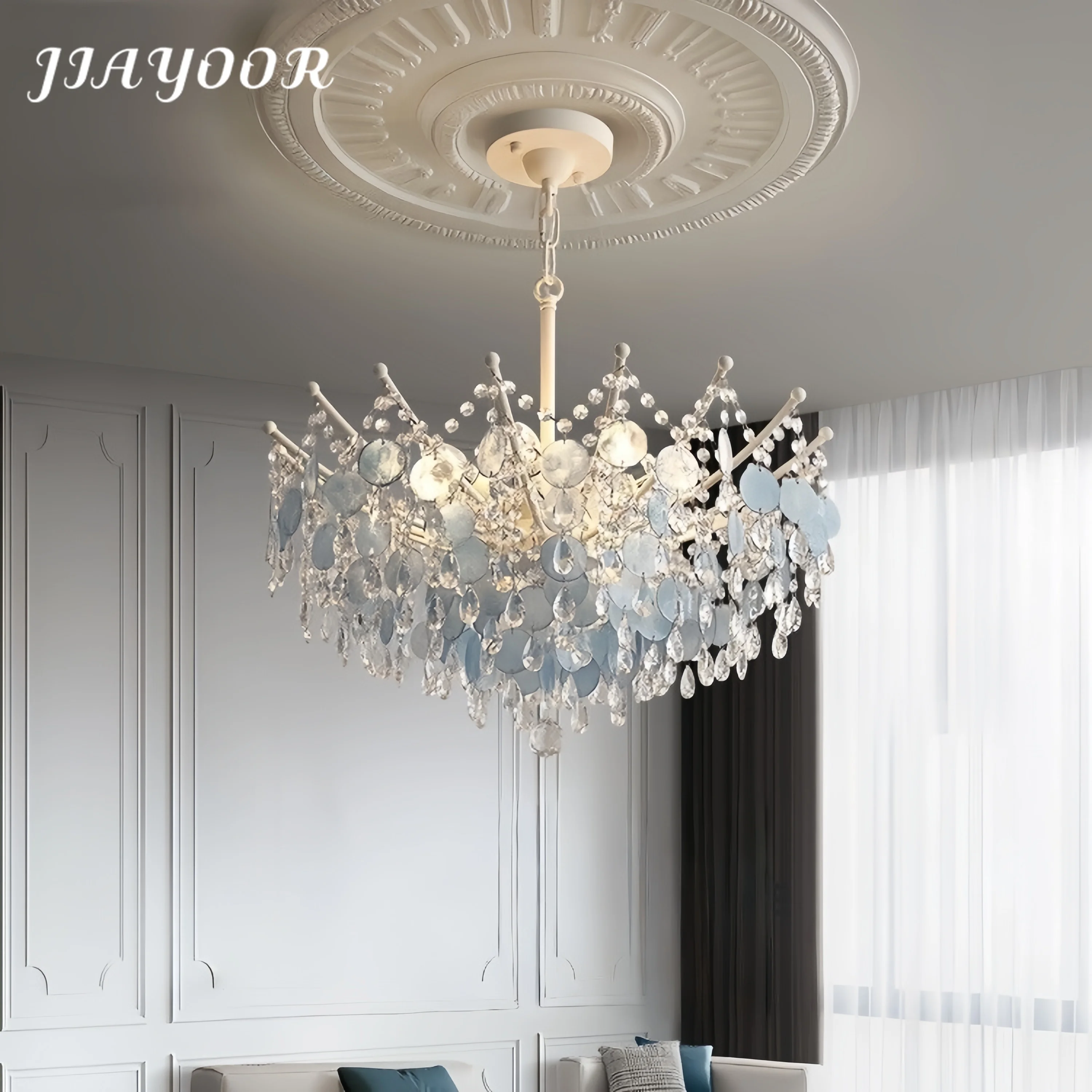 

Современная роскошная ракушка с кисточкой K9, хрустальная светодиодная люстра для гостиной, столовой, спальни, украшения дома, светильник для виллы