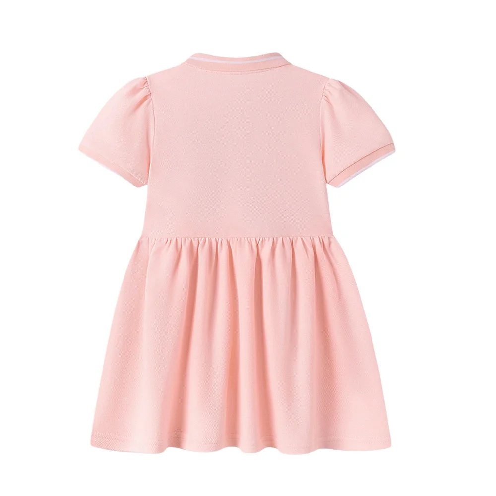 Summer Polo Dress for Girls 2-7T Bow Embroidery Baby Girls' Fashion Short Sleeve Party Birthday Kids' Clothing Frocks