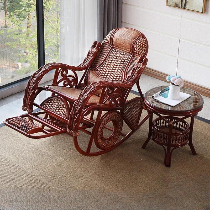 Rattan Luxury Living Room Chairs Recliner Nordic Armchair Rocking Chairs Comfy Ergonomic Fauteuils De Salon Bedroom Furniture