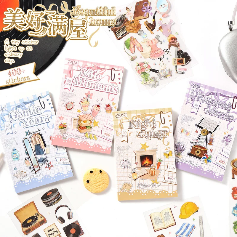20Pcs Transparent PET Stickers Beautiful Home Series Cartoon Life Scene Decals Journal Scrapbook DIY Decor