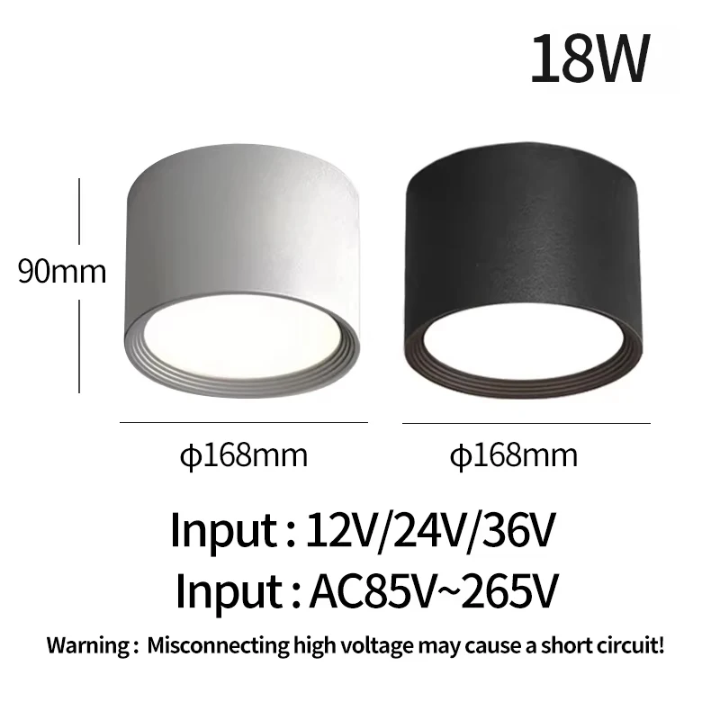 Waterproof downlight LED ceiling light AC85v-265v outdoor spotlight surface mounted 18W high brightness lighting 220V