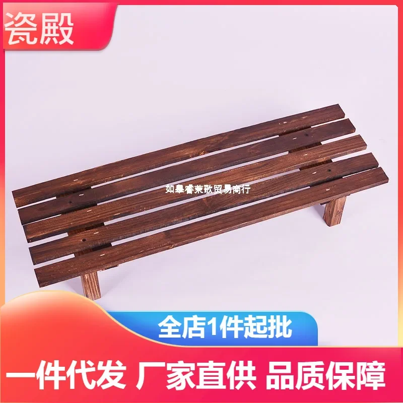 Carbonized anticorrosive solid wood flower frame single-layer flowers several outdoor balcony step foot stool multi-layer