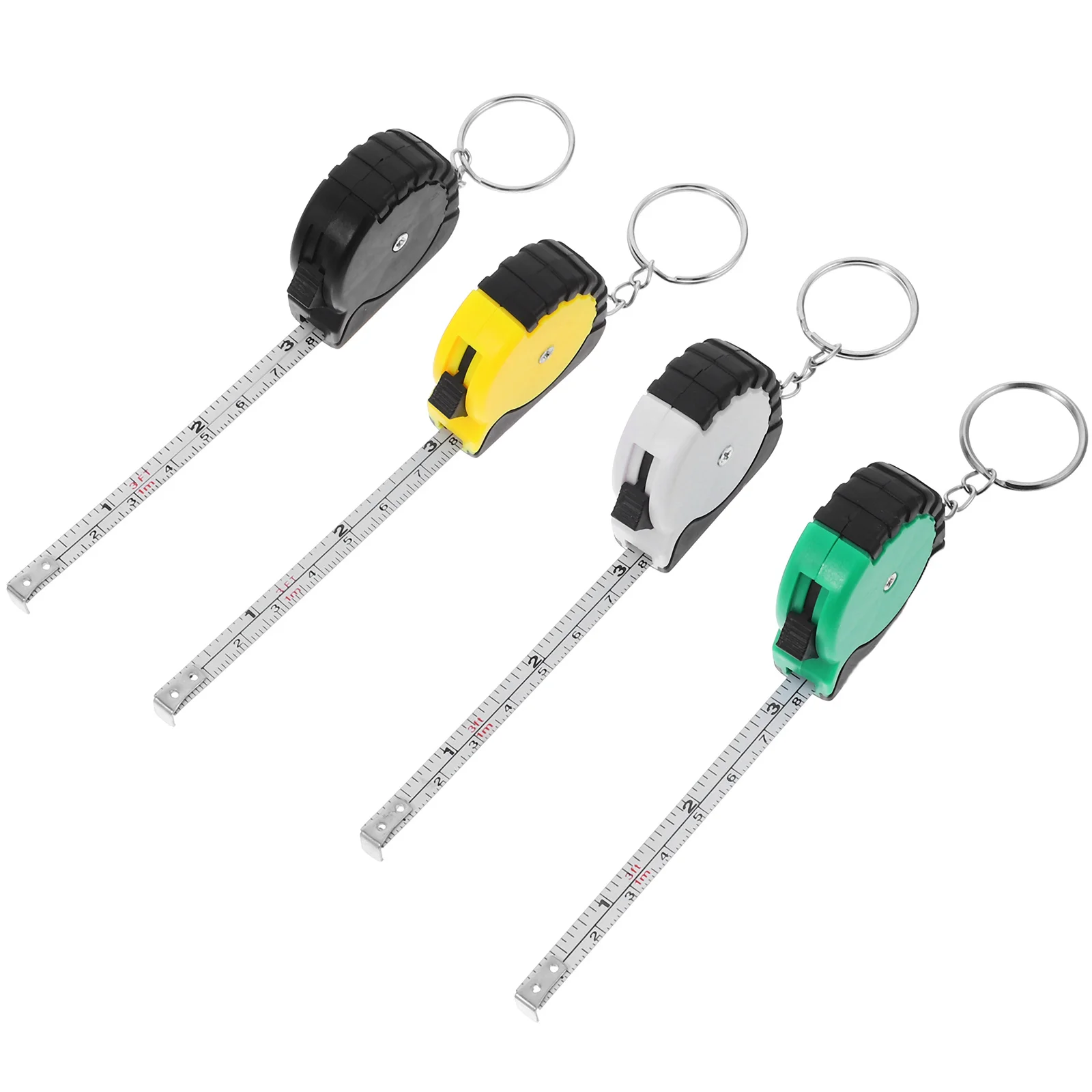4pcs Mini Retractable Tape Measure Keychain Set Compact Metric Inch Portable Measuring Tool For Automatic Snap Durable