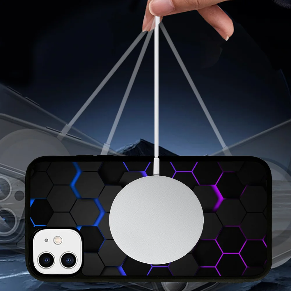 Luxury Geometry Cool Phone Case Magnetic Case For iPhone 14 13 12 11 15 Pro Max Plus Mini For Magsafe Wireless Charge Cover image 3