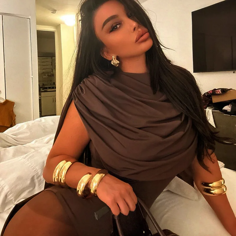 Swing Collar Bodysuit Hipster Fashion Sleeveless Jumpsuit Club Outfit Women's Evening Outfits Romper Sexy Slim Bodycon Underwear