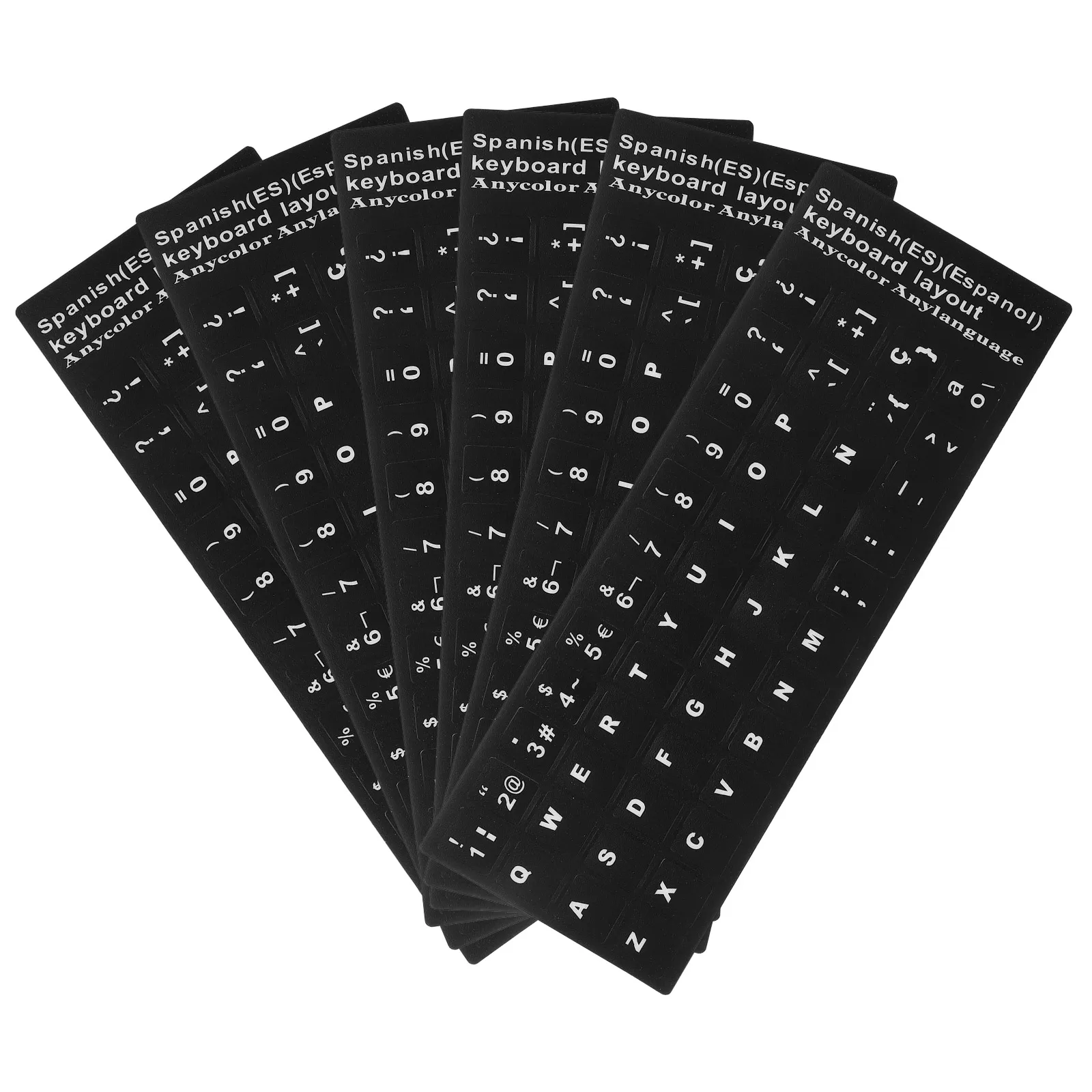 

6 Sheets Waterproof Keyboard Stickers Black Matte White Letters Universal Laptop PC Replacement Decals Protect Scratch Clean