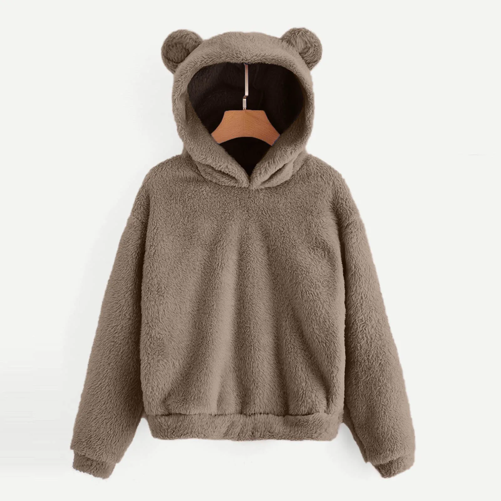 Cute Bear Ears Plush Hoodies Women 2024 Autumn Winter Pink Hoodie Long Sleeve Ladies Sweatshirt Sudaderas De Mujeres