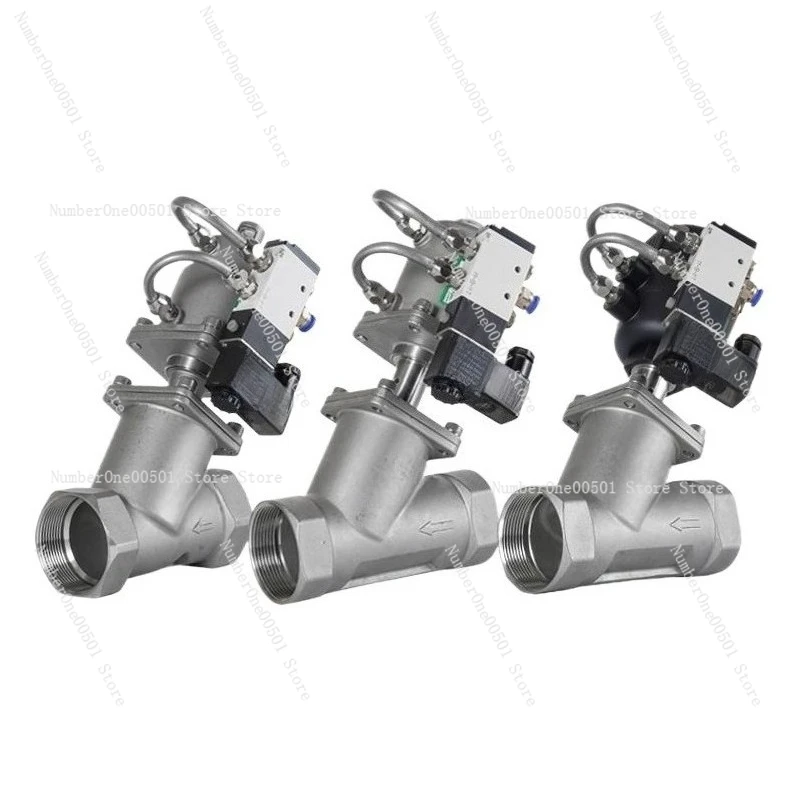 304 Stainless Steel Y Type Pneumatic Actuated Solenoid Valve DN20 DN40 DN50 for Steam Water