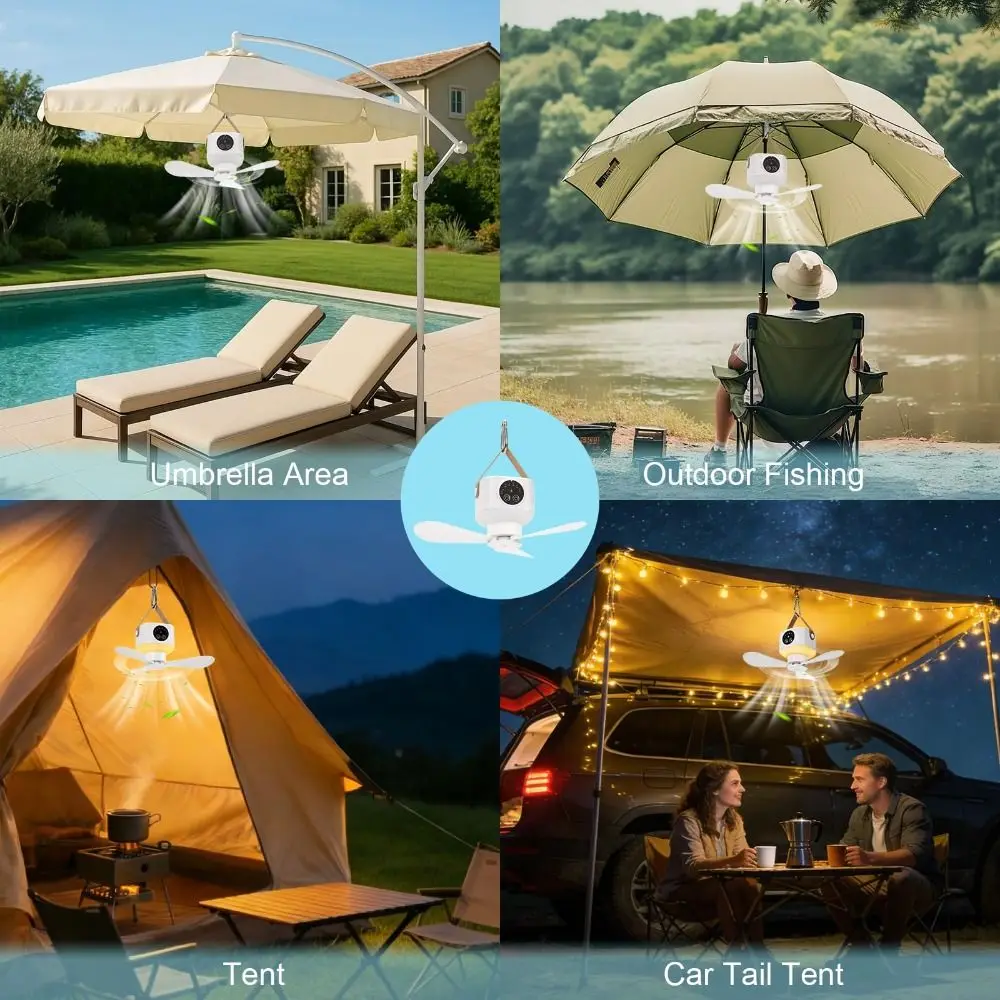 

3600/7200mAh Ceiling Fans with Lights LED Light 3Gears Ceiling Fan with Remote Remote Control Silent Operation