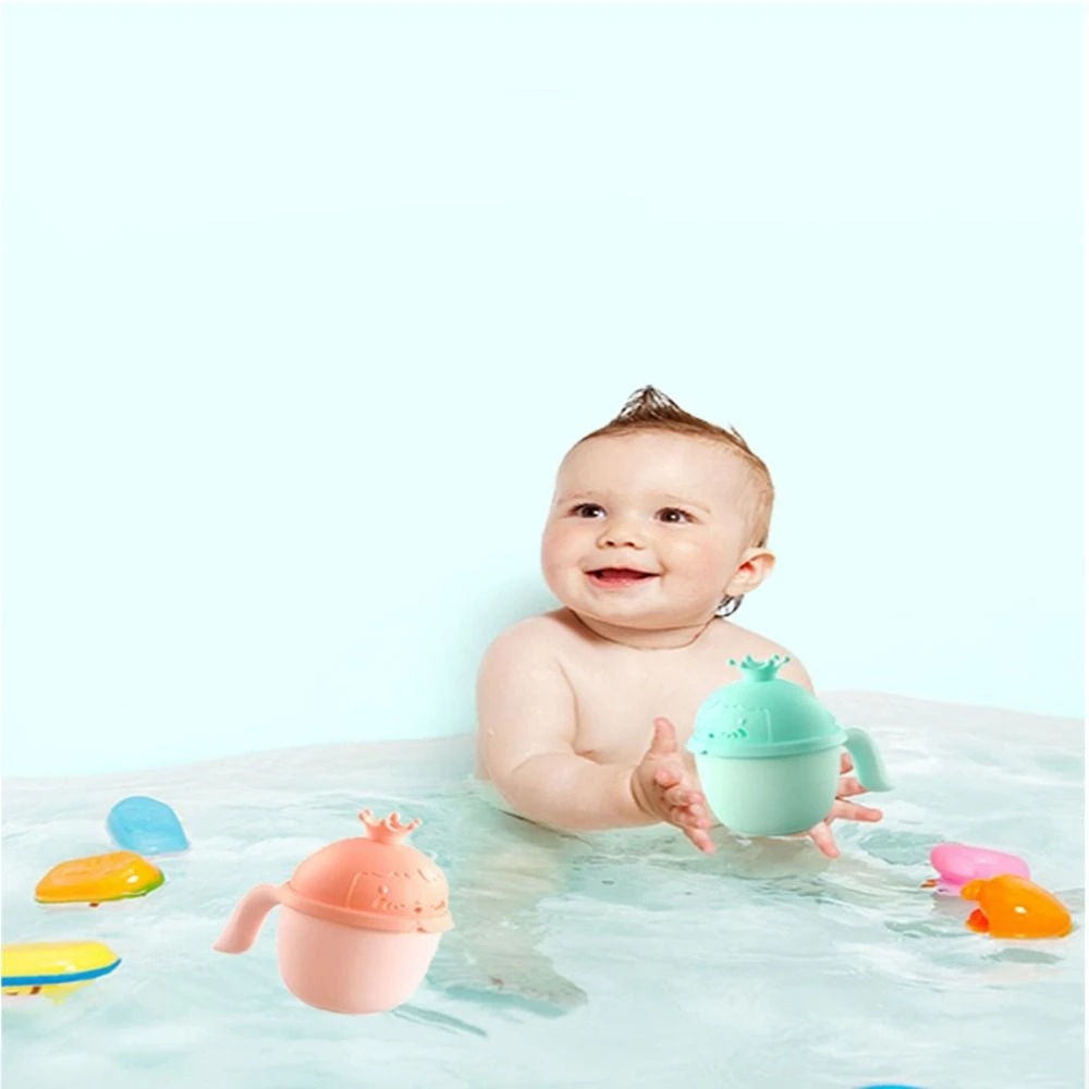 New Baby Bath Caps Toddle Shampoo Cup Crown Children Bathing Bailer Baby Shower Spoons Child Washing Hair Cup Kids Bath Tool